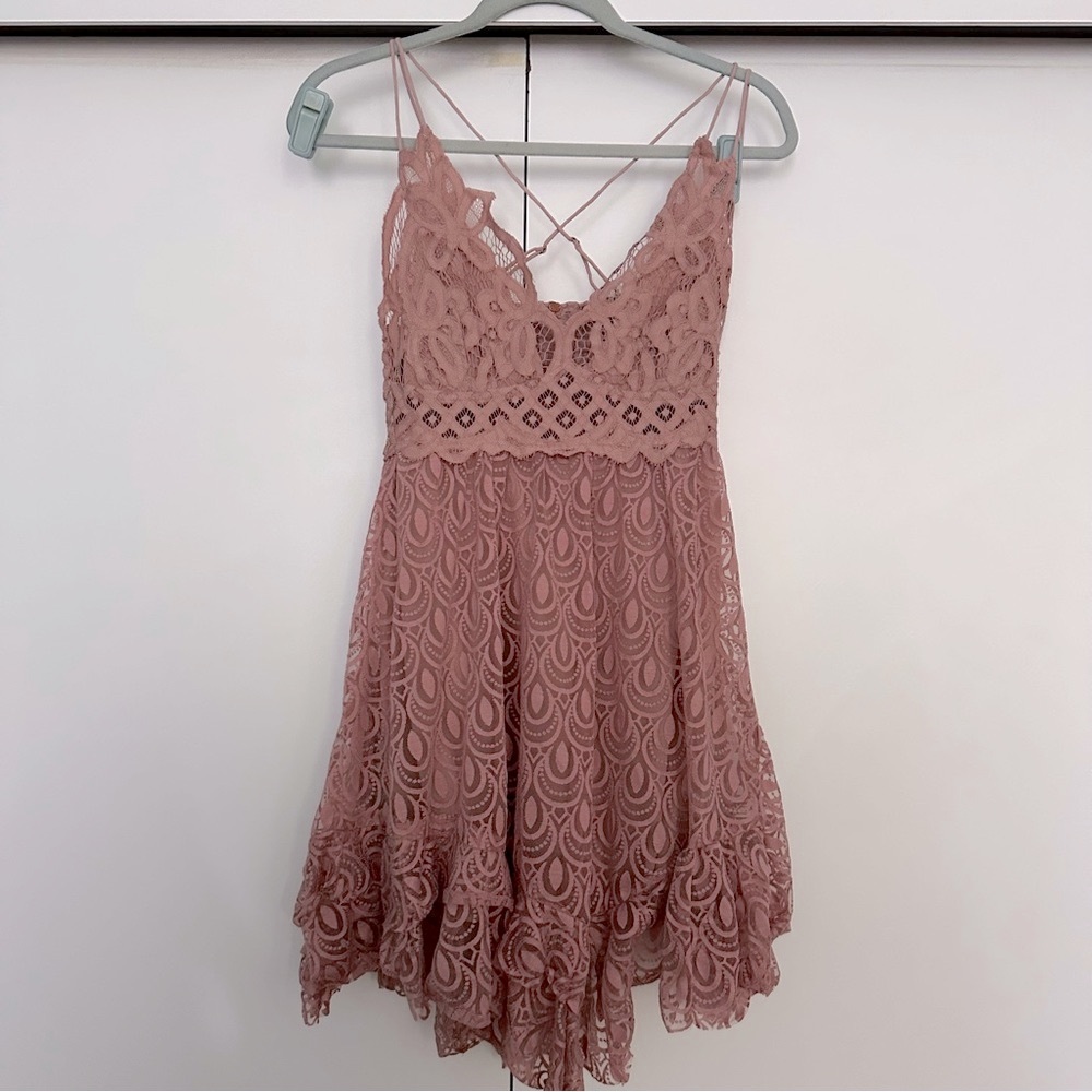 Free People dusty Pink Asymmetrical Sundress for Wedding Guest